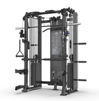 Máquina Smith de Acero con Cable Cruzado para Gimnasio en Casa, Rack de Sentadillas Multifuncional Todo en Uno, Entrenador de Cuerpo Completo para Ejercicios de Vuelo de Pájaro