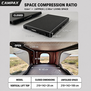 Carpa de Techo Rígida con Elevación por <span class=keywords><strong>Helicóptero</strong></span>, Doble Capa de Tela Oxford, para 2-3 Personas, 4 Estaciones, para Overlanding en SUV, Dachzelt - Product Image 3