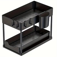 Tiroir coulissant en plastique pour cuisine et salle de bain, organisateur et rangement sous évier, 2 paquets