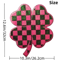 Parches de Pascua bordados con lentejuelas de brillo verde rosa más buscados St. Patricks trébol de cuatro hojas hierba de la suerte para ropa