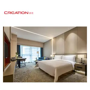 CREATION Modern Five Star Shanghai Hotel Natural Wood Veneer Hotel Bedroom Outlet Furniture For Project