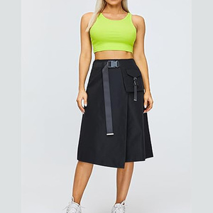 Casual Summer <strong>Straight</strong> <strong>Skirt</strong> with Button Decoration <strong>Long</strong> Denim with Dot Pattern