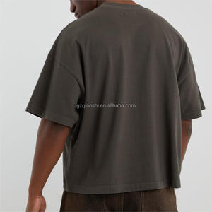 เสื้อยืดคอกลมผ้าฝ้าย 320 แกรม แบบเรียบง่าย สไตล์สตรีทแวร์ เสื้อยืดเปล่าสำหรับดีไซน์เนอร์ เสื้อยืดผู้ชายทรงโอเวอร์ไซส์ หนานุ่ม ทรงบ็อกซี่ ตัดสั้น - Product Image 3