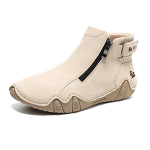 أحذية نسائية مسطحة كاجوال جديدة للخريف والشتاء، مصنوعة يدويًا من الألياف الدقيقة الصلبة، بسحاب للإغلاق، مناسبة للتجارة عبر الحدود - Product Image 5