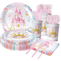 Papier peint de château de princesse pour la vaisselle et les décorations de table de fête d'anniversaire de fille