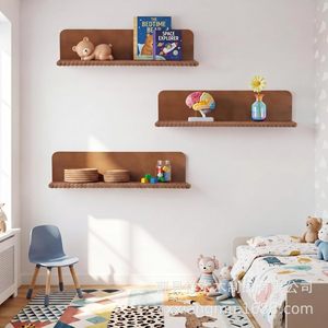 Wooden Wall Mounted <b>Shelf</b> Simple Children Room Toy Storage <b>Rack</b> Solid Wood Display <b>Rack</b> For Kids Bedroom Decoration - Product Image 2