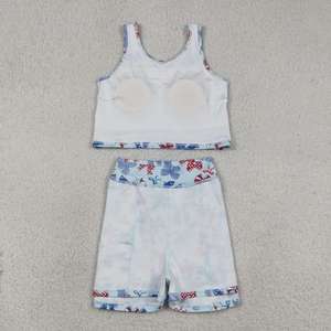In Stock Casual Summer <b>Red</b> Blue <b>Bows</b> Tank Top Skort Baby Girls 4th of July Active Outfits Sisters Yoga Clothes Sports Clothing - Product Image 4