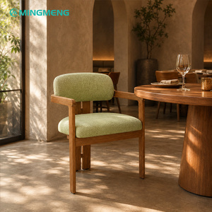 Modern Wooden <b>Restaurant</b> Chair With Green Fabric Upholstery Midcentury Design Durable Commercial Furniture - Product Image 1