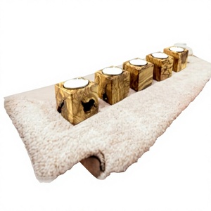 Wooden Rectangle Eco-Friendly Durable <b>Tea</b> Light Holder Handmade Candle <b>Stand</b> Brown Candle Jar for Home Christmas Table Decor - Product Image 1