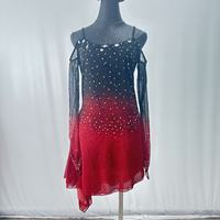 Robe de patinage artistique pour femmes et filles, dégradé de couleurs, avec strass, en maille et spandex, tenue de performance pour la danse latine