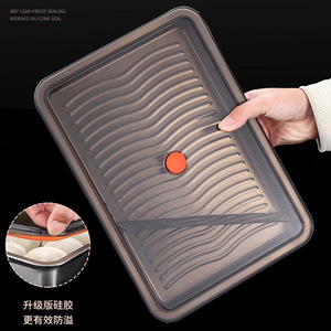 Stainless Steel Dumpling Freezer <b>Box</b> Rectangle With <b>Plastic</b> Lid Food Grade Refrigerator Storage For Wonton And Dumpling Quick - Product Image 4