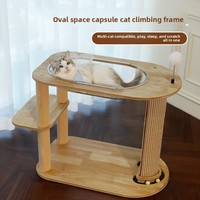 Arbre à chat haut de gamme avec griffoir, structure d'escalade, tapis en sisal résistant à l'usure et sans poussière, design universel en forme de capsule spatiale