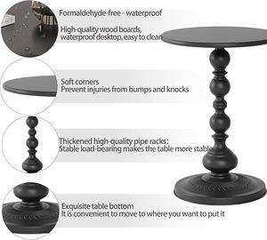 Vorriop Modern Metal <strong>Pedestal</strong> Side <strong>Table</strong> <strong>Small</strong> Coffee <strong>Table</strong> with Adjustable Height for Living Room Bed and Chair Headboard - Product Image 4