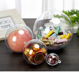 Boule de Noël en Plastique Transparent à Ouvrir pour Bricolage, Vente en Gros, Boules en <span class=keywords><strong>Acrylique</strong></span> Clair, Fourniture de Décoration 3-20cm - Product Image 2