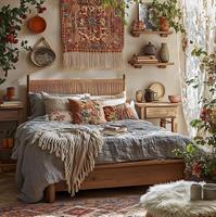 AJJ-M85 Muebles de Estilo Wabi-Sabi para Casa de Huéspedes, Muebles de Diseño de Madera Sólida para Resort, Cama Doble de Madera