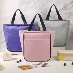 High Quality Large Capacity Food Storage Bags Pink Nylon Cooler, Bags Waterproof Kids Lunch Bags with Embroidery Patch Name/ - Product Image 5