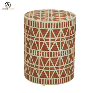 Modern High Quality Indian Handicraft <b>Wooden</b> Bone Inlay <b>Stool</b> Handcrafted Skilled Portability for Bedroom Villa Warehouse - Product Image 6