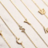 Collar de Cadena Larga Gemnel con Nombre en Plata 925, Joyería de Oro Real, Cadena Ajustable con Letra Inicial de Oro Real
