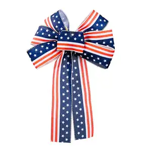 Hot Selling Stoffband Bowknot 4. Juli Bögen Dekoration Unabhängigkeit stag USA National Day Dekorationen