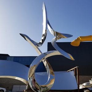 대형 야외 해변 장식 원형 꽃 모양의 스테인레스 스틸 거울 조각 - Product Image 4