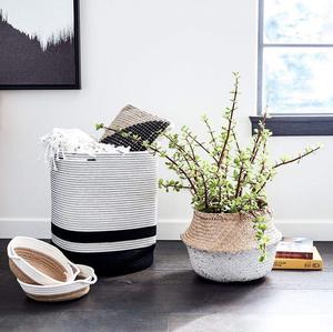 Panier à linge pliable KUYUE en corde de coton pour vêtements, couvertures et jouets - Product Image 3