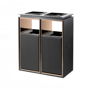 Conception verticale de baril jumeau de poubelle de cendre d'<span class=keywords><strong>acier</strong></span> inoxydable enduit de peinture pour l'utilisation commerciale de barre d'Internet de café de gymnase de couloir - Product Image 1