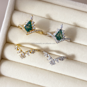 New Arrival Wholesale Beautiful Women Jewelry <b>Moss</b> <b>Agate</b> <b>Ring</b> Engagement Wedding Promise <b>Rings</b> for Gift - Product Image 3