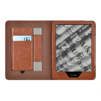 AilesTecca Premium Retro E-Reader PU Leather Texture Folio Cover dengan Tempat Kartu & Pegangan Tangan untuk Kindle Paper White 6 5
