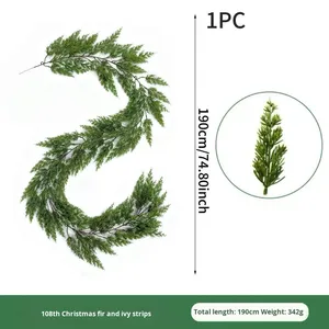 Guirnalda Artificial de Ciprés con Hojas de Ciprés y Ramas de Pino, Decoración Navideña para Interiores/Exteriores - Product Image 6