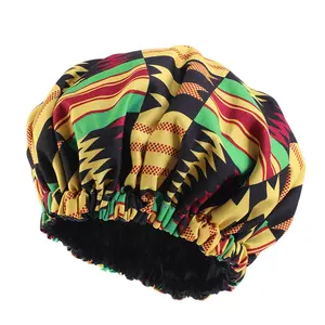 New Lovely Kids African Pattern Ankara Print Child Bonnets Satin Lined Bonnets Night Sleep Hat Ladies Turban For Girls K-28A