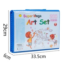 Ensemble de papeterie de petite taille de 208 pièces pour enfants, pinceaux, crayons de couleur, stylos aquarelle pour la peinture, ensemble d'art, cadeau pour enfants
