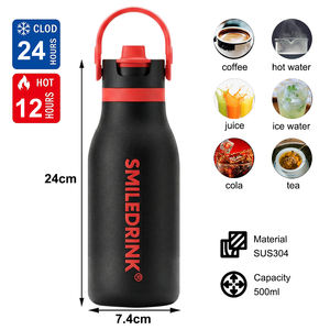 SMILEDRINK 500ml Leakproof Stainless Steel <b>Water</b> <b>Bottle</b> with Straw & Cleaning Brush Flask for Hiking & <b>Camping</b> - Product Image 3