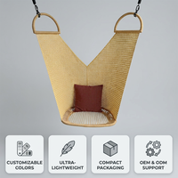 Fauteuil suspendu portable en polyester transparent style méditerranéen avec coussin imperméable pour extérieur, parc, cour et camping