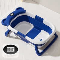 Baignoire pliable pour animaux de compagnie avec moniteur de température en temps réel et coussin flottant, ensemble de baignoire pliable pour chat, baignoire portable pour chien pour les voyages