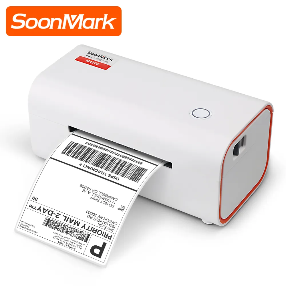 SoonMark Printer Label pengiriman termal, Printer kode batang 4x6 inci untuk label pengiriman, printer Label termal nirkabel untuk pengiriman