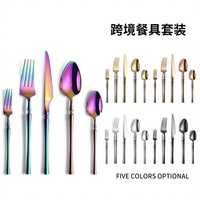 Vaisselle de table occidentale transfrontalière en acier inoxydable 304, style nordique, à manche fin, écologique, finition miroir, pour mariage et repas formels