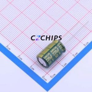 Condensateur électrolytique en aluminium à montage traversant 50ME220WX, composant à montage traversant (THT), D10xL16mm 220uF 20% 50V 5mm - Product Image 1