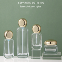 Ensemble de flacons pompe en verre transparent et de pots à couvercle doré de 20 ml, 30 ml, 50 ml, 100 ml, 120 ml, 30 g, 50 g pour crème