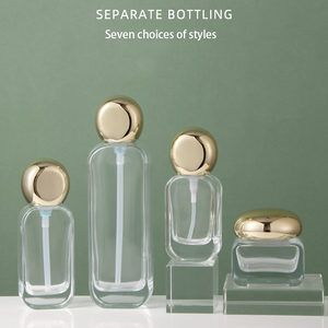 20ml 30ml 50ml 100ml 120ml 30g 50g 투명 유리 펌프 병 및 금색 뚜껑 용기 세트 (크림 용량) - Product Image 1