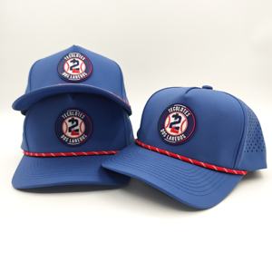 Casquette de sport snapback personnalisée haute qualité 5 panneaux en polyester, motif léopard, dobby, argyle, patch découpé au laser, perforations, imperméable, performance - Product Image 5