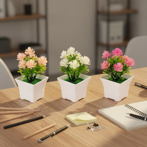 室内卓上装飾ミニ人工植物ミニ鉢植え人工花デスクプランター（鉢付き）自宅オフィス用 - Product Image 6