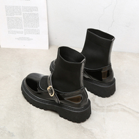 Bottines à lacets élastiques en cuir épais pour femmes, confortables, à talons épais, respirantes, collection Printemps-Automne-Hiver 2026
