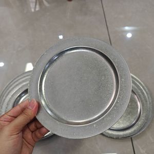 Platos Decorativos Redondos de Metal Vintage con Acabado Desgastado, Dorados y Plateados, para Bodas y Fiestas, Venta al Por Mayor - Product Image 2