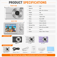Appareil photo numérique Full HD 1080P DC01C avec flash LED, détection de visage, webcam, 9 filtres, 13 modes scénarios, appareil photo compact pour la photographie quotidienne
