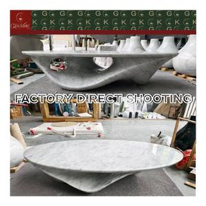 Table basse en marbre blanc <span class=keywords><strong>Bianca</strong></span> Carrara, prix d'usine GOLDKING, veines naturelles uniques pour les villas de luxe et les restaurants - Product Image 2