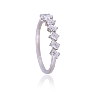 925 Sterling <b>Silver</b> <b>Emerald</b> Cut CVD Diamond <b>Ring</b> <b>Silver</b> Plated Geometric Wedding Band Anniversary Gift Fine Jewelry - Product Image 2