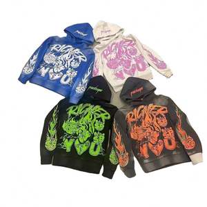 Vente en gros sweat-shirt en coton de qualité supérieure 420Gsm pantalons de survêtement sweats à capuche pour hommes lavé à l'acide polaire sec au soleil - Product Image 3