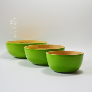 Natural Bamboo Bowls Set Green Handmade Nesting Bowls For Home Salad Fruit Storage Japanese Style JZW-09 - Product Image 4