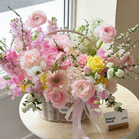 Panier de fleurs tissé coréen à la main pour bouquets DIY, fleurs artificielles en gros, remplissage pour centres de table de mariage et arrangements de remise de diplôme