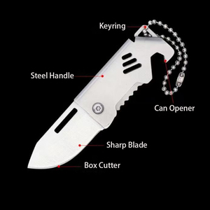 Coltellino Tascabile Multifunzione <span class=keywords><strong>in</strong></span> Acciaio Inox, Lama Pieghevole, EDC per Campeggio, Frutta, Piccolo Coltello di Sopravvivenza con Portachiavi - Product Image 1